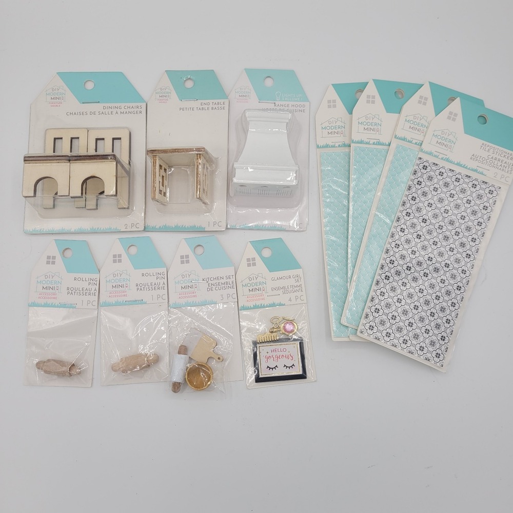 DIY Modern Mini Doll House Furniture Wallpaper Kitchen Glamour Set
